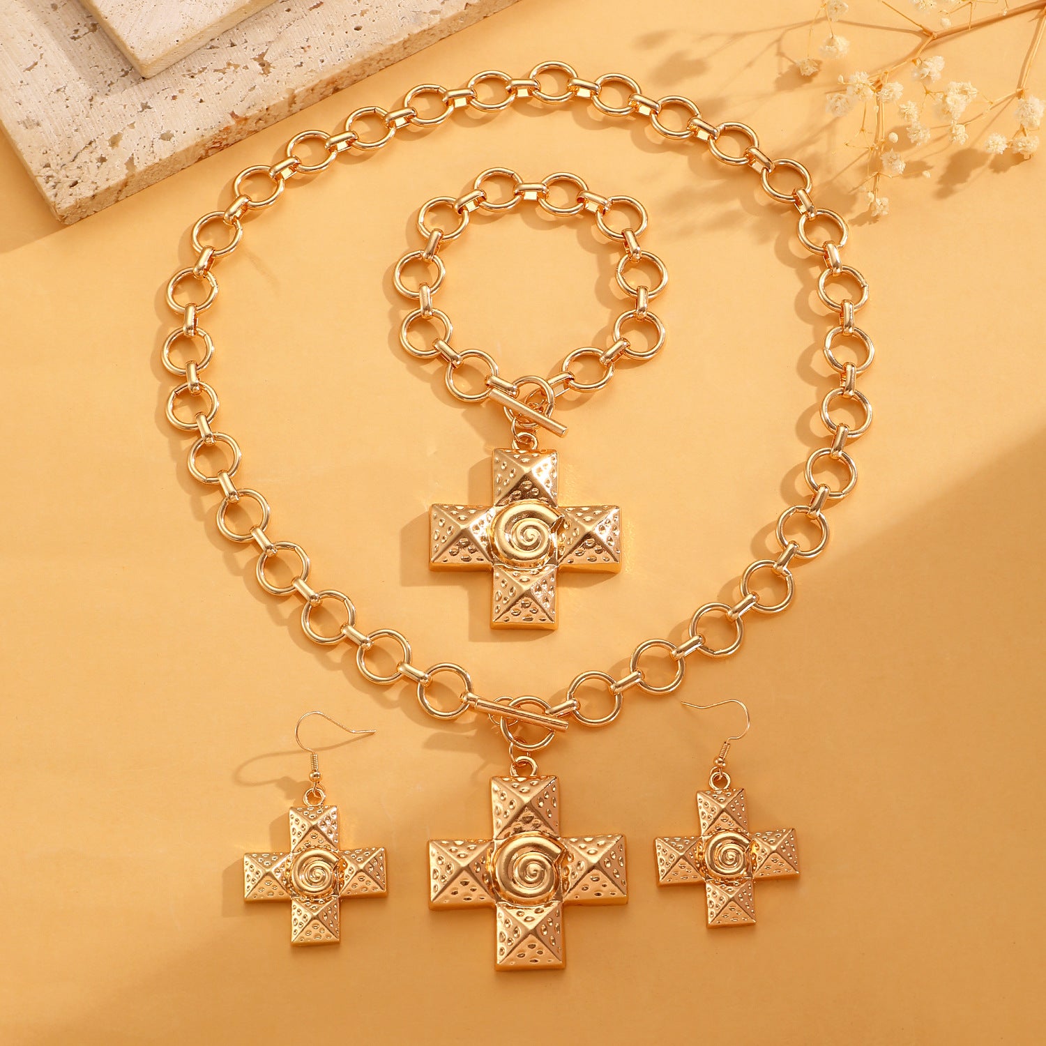 Celebrity Style Decorative Chain Jewelry Personalized Cross Alloy Pendant Necklace  Minimalist Style Clip Simple Internet Celebrity Collarbone Chain for Women