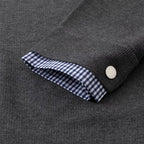 Custom Celebrity Design2025Autumn New Versatile Loose Fit Shirt Collar Plaid Patchwork Fake Two-Piece Knitted Sweater for Women 1EDF4173