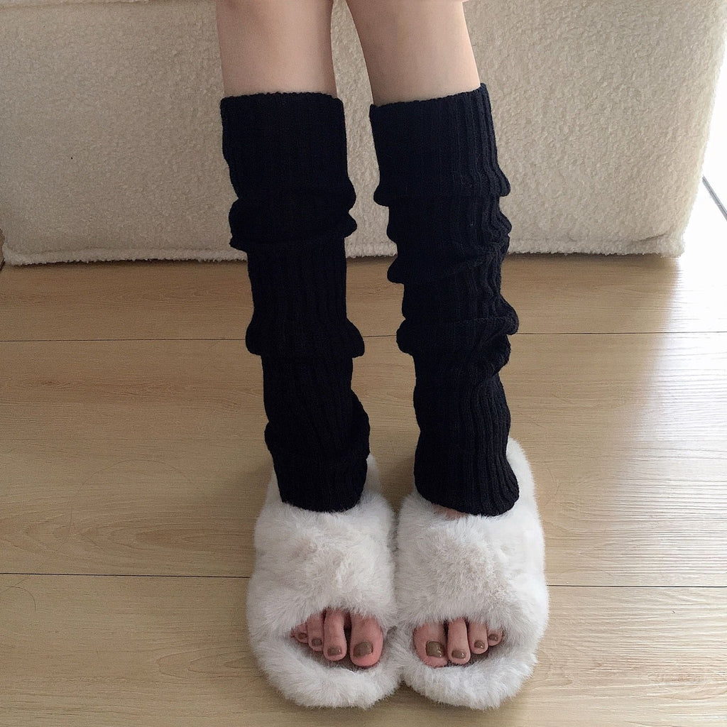White Knitted Sock Covers Autumn Winter Warm Mid-Calf Socks y2k Harajuku Style Hot Girl Japanese Style jk College Style Slouch Socks for Women.