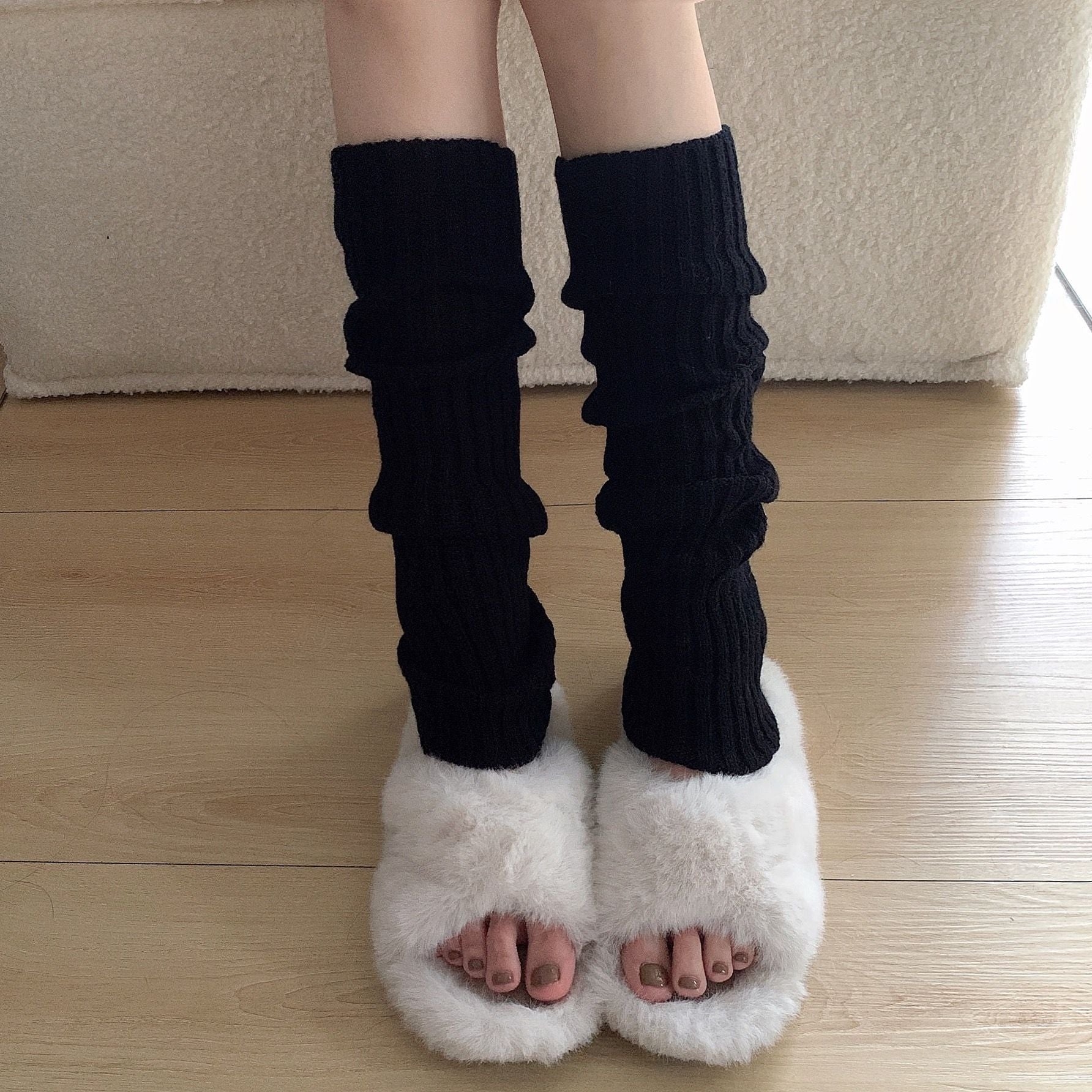 White Knitted Sock Covers Autumn Winter Warm Mid-Calf Socks y2k Harajuku Style Hot Girl Japanese Style jk College Style Slouch Socks for Women.