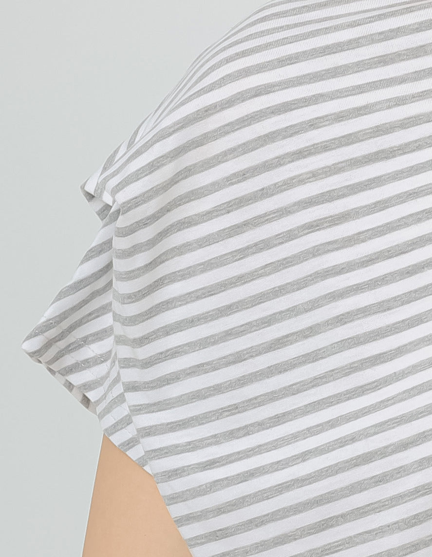 Star Custom Japanese Style New Model Lotte8Color Summer Stripes T Women's Cotton Loose Batwing Sleeve Knitted Top