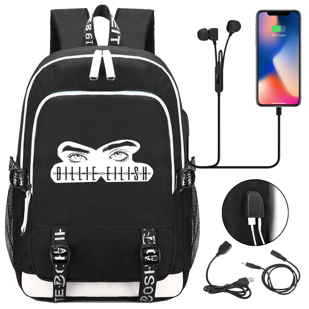 Celebrity Style Trend Billie Teenage Primary and Secondary School Students Schoolbag USB Men's and Women's Casual Backpack