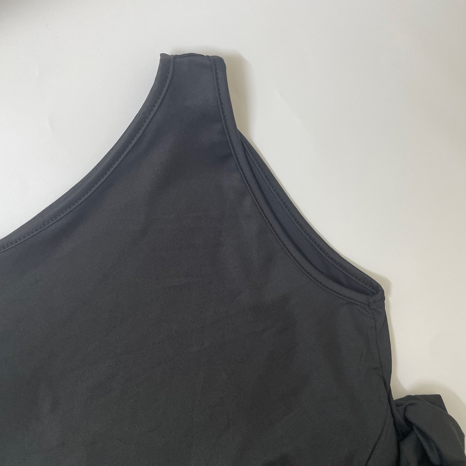 G25D047-2025Elegant Black Long Dress Slim Lace Stitching Drooping Slimming Premium Transparent