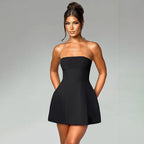 JY24070Sexy Strapless Waist-Cinching A New Style Elegant Women's Short Dress