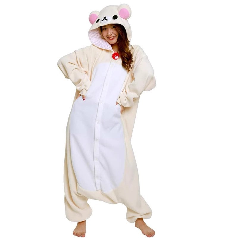 Japanese Style Rilakkuma Sister Cartoon One-Piece Pajamas Halloween Unisex Stage Performance Costume Rilakkuma
