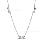 Pan Family Plating S925silver Shining Bow Necklace with Inlaid Diamonds Moon Fashion Collarbone Chain