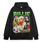 Same Style as Stars Billie Printed Short Sleeve T Trendy Heavyweight Crew Neck Hooded Sweatshirt