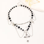 Celebrity Style Jewelry Niche Design Hot Girl Imitation Pearl Tassel Heart Cross Butterfly Versatile Necklace for Women