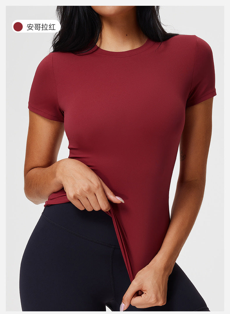 New Casual Sportswear t Women's Slim Fit Quick-Dry Barely-There Feel Fitness Top Shirt Running Yoga Short Sleeve
