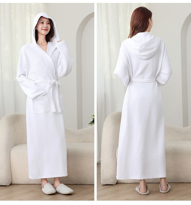 Autumn Winter Long Hooded Bathrobe Hotel Men Women Bathrobe Pajamas Homewear Long Sleeve Cross-Border Amazon One Piece Dropshipping