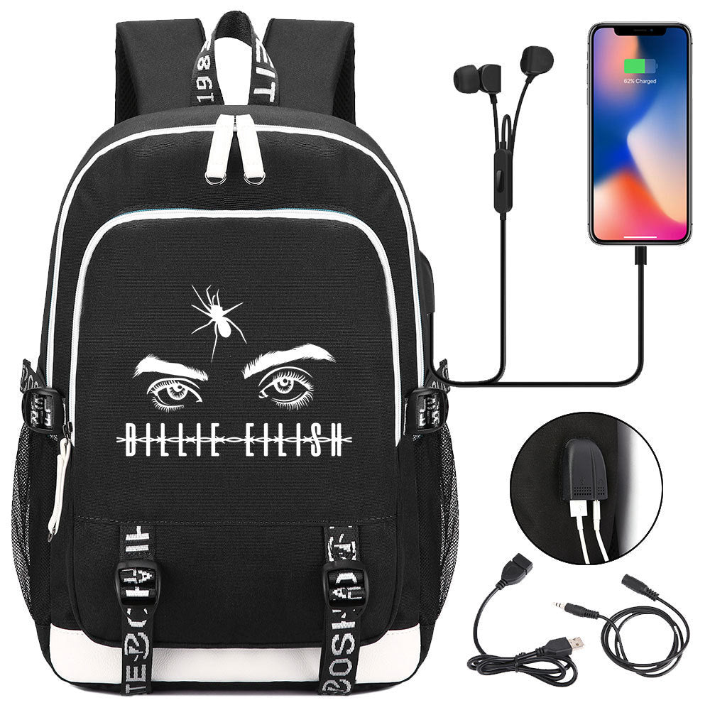 Celebrity Style Trend Billie Teenage Primary and Secondary School Students Schoolbag USB Men's and Women's Casual Backpack