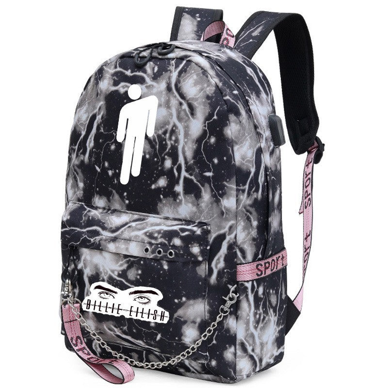 Same Style as Stars Billie Backpack Star l Empty USB Rechargeable Travel Backpack Student School Bag