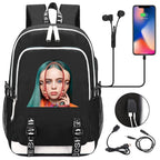 Celebrity Style Trend Billie Teenage Primary and Secondary School Students Schoolbag USB Men's and Women's Casual Backpack