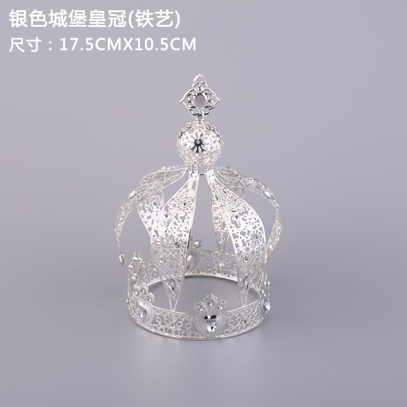 Celebrity Style Decorations Baking silver Black gold Castle Crown Birthday Cake Baking Decoration Accessories Ornaments Gift Blind Box