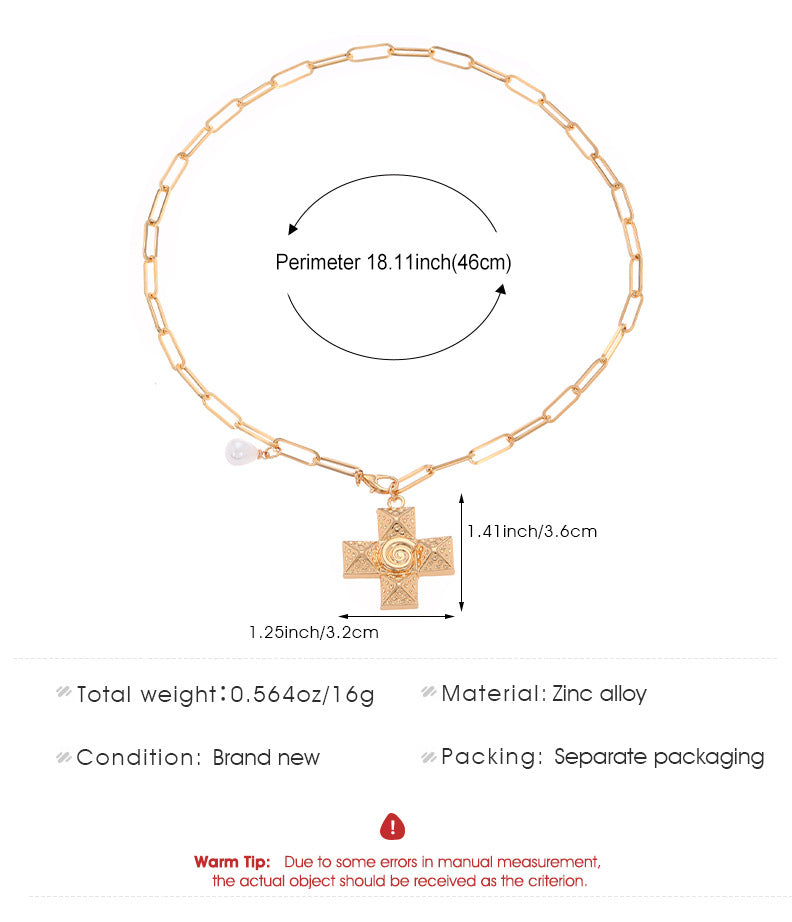 Celebrity Style Decorative Chain Jewelry Personalized Cross Alloy Pendant Necklace  Minimalist Style Clip Simple Internet Celebrity Collarbone Chain for Women