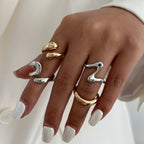 Custom Design Photosensitive Water Drop Hugging Open Ring for Celebrities Unique Irregular Geometric Joint Ring