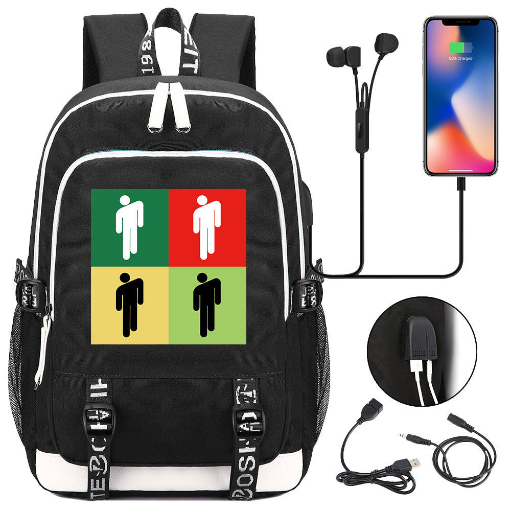 Celebrity Style Trend Billie Teenage Primary and Secondary School Students Schoolbag USB Men's and Women's Casual Backpack