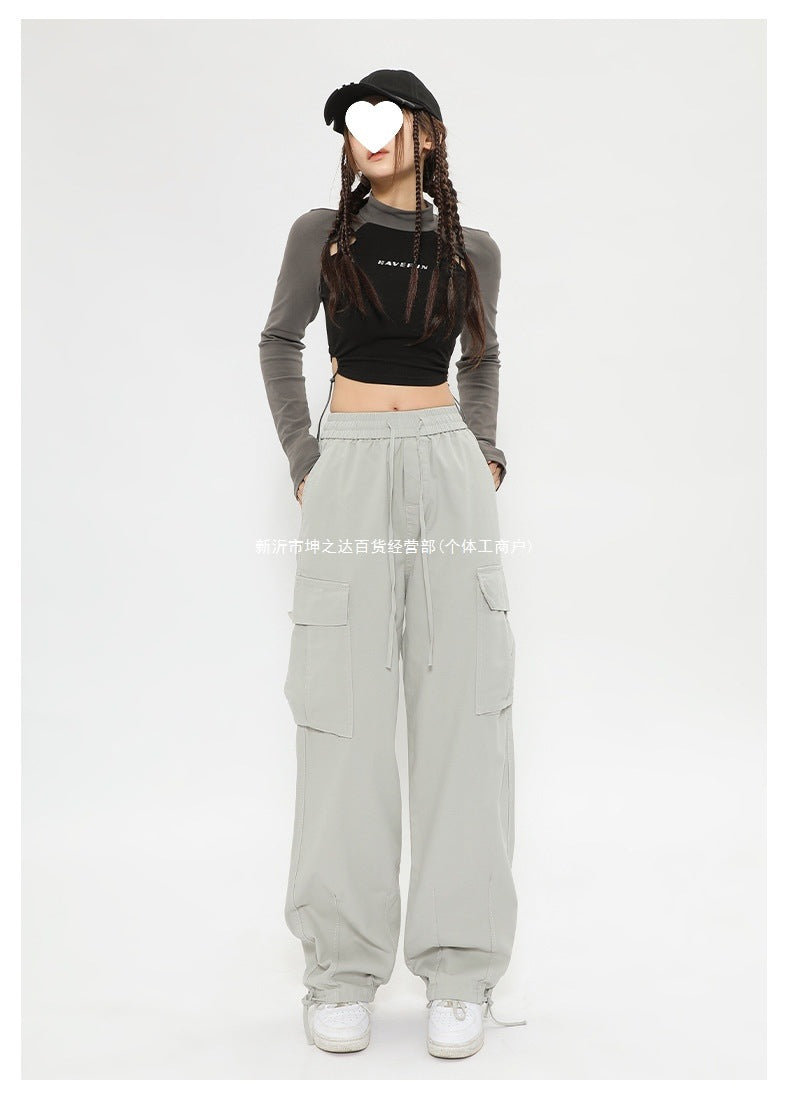 New Retro Cargo Pants Japanese Style Trendy Street Wide-Leg Pants Fashion Unisex Casual Pants Hot Girl