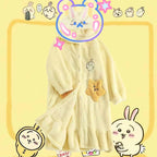Autumn Winter Little Yellow Chicken One-Piece Pajamas Funny Cute Coral Fleece Couple Robe Unisex Homewear