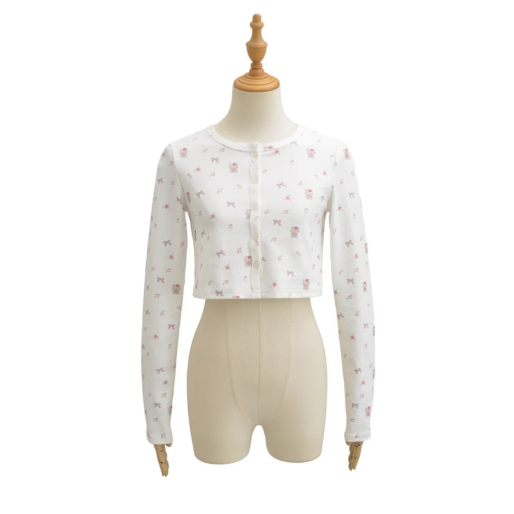 2025Autumn New Sexy Hot Girl Outfit Floral Fleece Sexy Cardigan Slim Fit Slimming Jacket