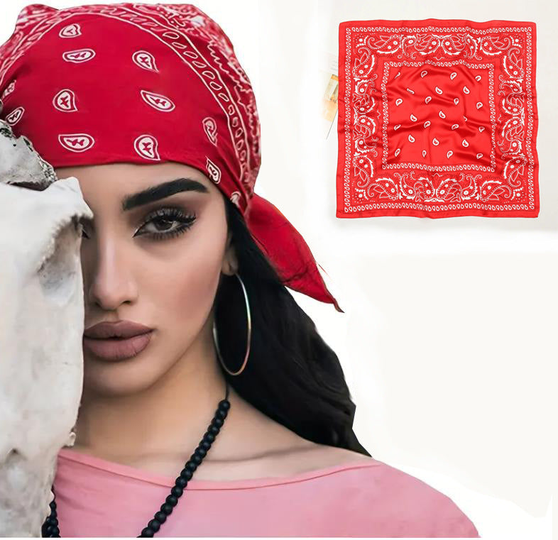 Same Style as Stars2025New Paisley Small Cashew Deformed Insect Satin70Silk Scarf Scarf Headscarf Fashion Design Small Water Drop Square Scarf Decoration Matching Headscarf