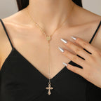 Celebrity Style Popular Cross Long Chain Necklace for Women Easter Trendy Jewelry Sexy Tassel Virgin Mary Pendant