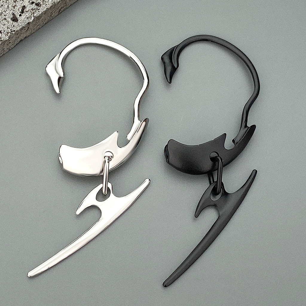 Star Style Thorn Spine Skeleton Mechanical Style Ear Hook Niche Design Irregular Metal Non-Pierced Ear Clip Unisex Earrings Has Been Blessed for Safety
