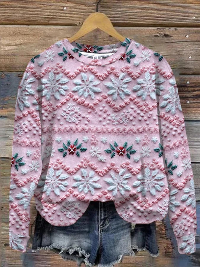 Autumn and Winter Santa Claus Round Neck Sweatshirt Ladies Color3D Printed Unisex Christmas Tops