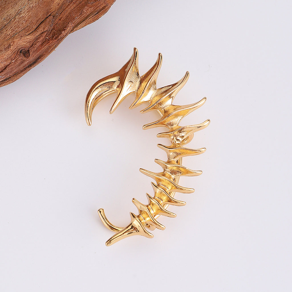 Star Style Thorn Spine Skeleton Mechanical Style Ear Hook Niche Design Irregular Metal Non-Pierced Ear Clip Unisex Earrings Has Been Blessed for Safety