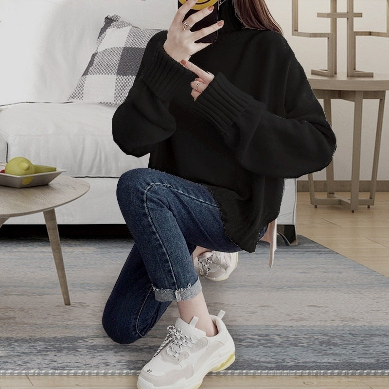 "Vampire" Red Oversized Turtleneck - Cozy Studio Knit