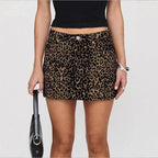 "Bad Idea" Leopard Denim Skirt - Y2K Streetwear
