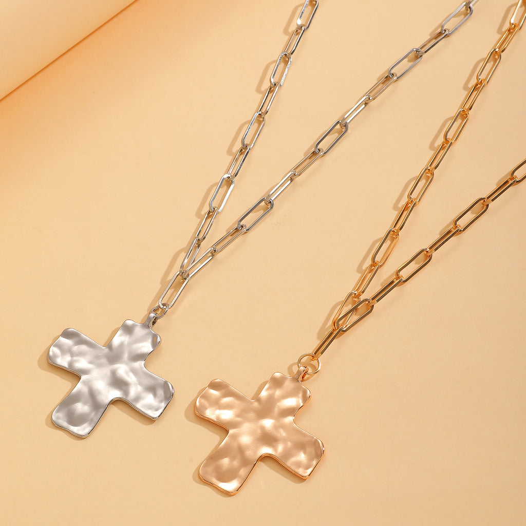 Celebrity Style Decorative Chain Jewelry Personalized Cross Alloy Pendant Necklace  Minimalist Style Clip Simple Internet Celebrity Collarbone Chain for Women