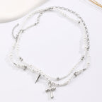 Celebrity Style Jewelry Niche Design Hot Girl Imitation Pearl Tassel Heart Cross Butterfly Versatile Necklace for Women