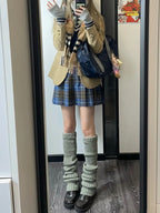 White Knitted Sock Covers Autumn Winter Warm Mid-Calf Socks y2k Harajuku Style Hot Girl Japanese Style jk College Style Slouch Socks for Women.