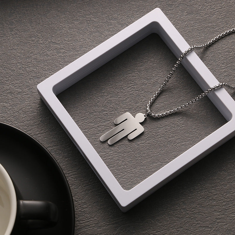 Celebrity Style Hip-Hop Fashion Billie Trendy Titanium Steel Pendant Necklace for Men and Women, Same Style as Influencers