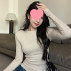 Fleece-Lined Thickened Polar Fleece Autumn Winter Base Shirt Regular Shoulder Round Neck Long Sleeve