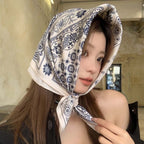 Same Style as Stars2025New Paisley Small Cashew Deformed Insect Satin70Silk Scarf Scarf Headscarf Fashion Design Small Water Drop Square Scarf Decoration Matching Headscarf