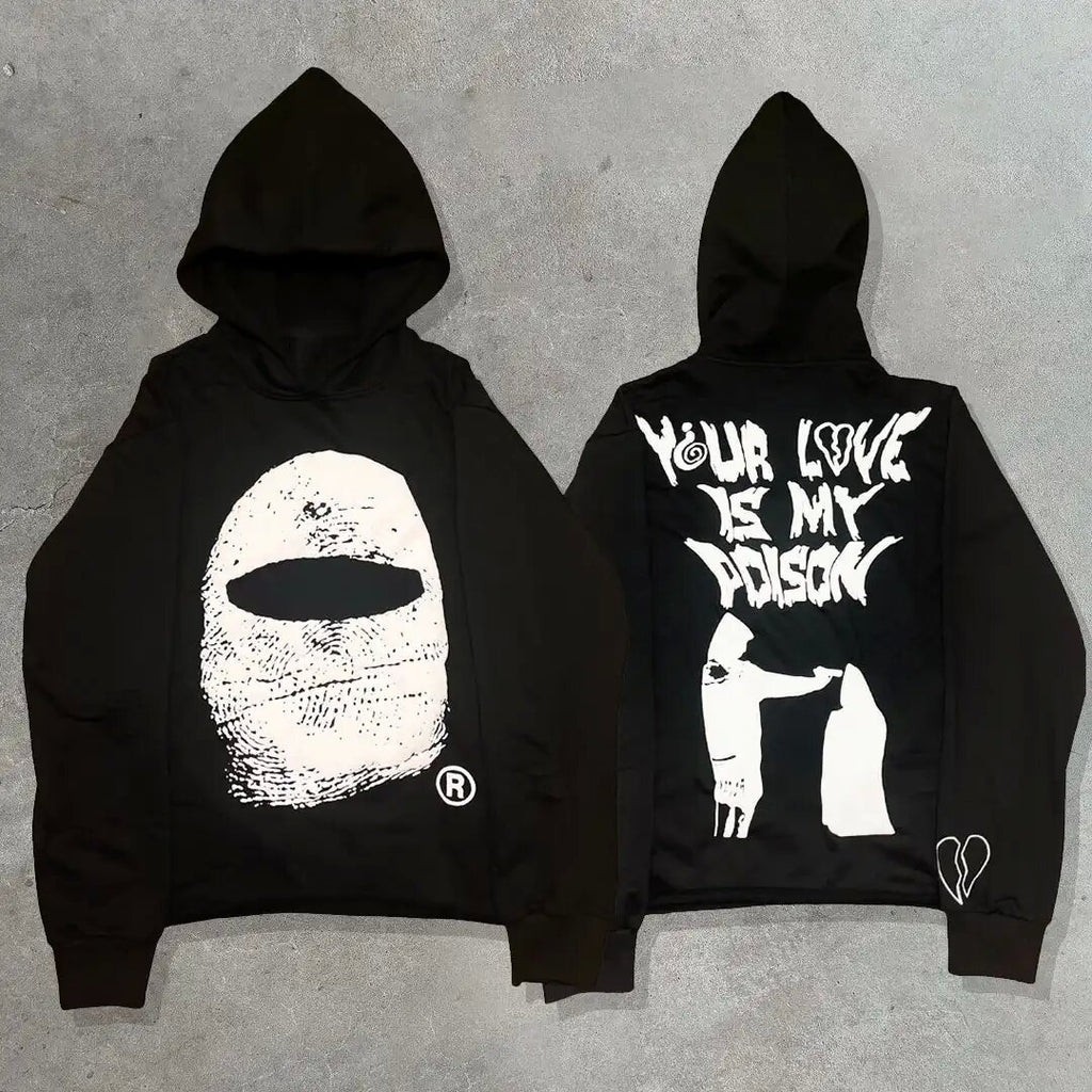 Harajuku Fashion Retro Skull Print Hoodie y2k Streetwear Hoodie for Couples