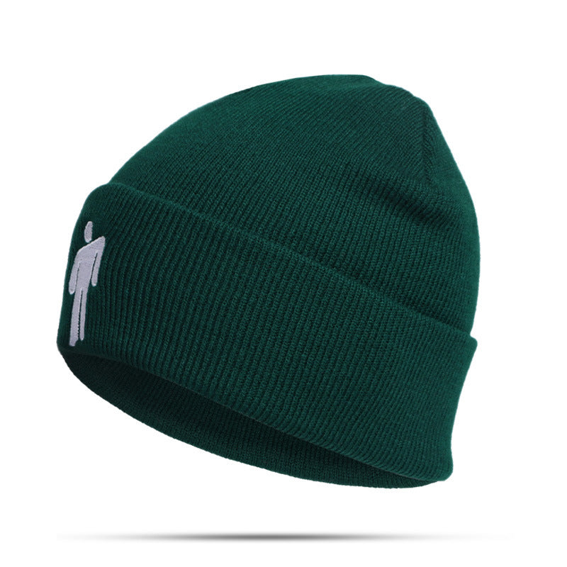 New style knitted hat similar to celebrity style Billie Knitted Hat Embroidery Autumn Winter Export Pullover Brimless Hat