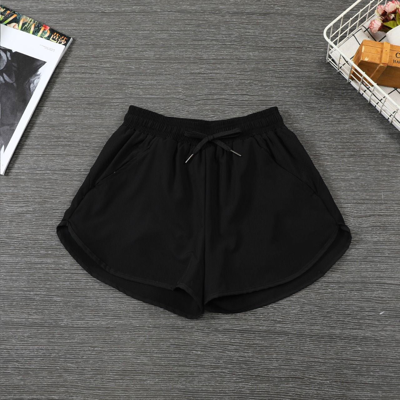 Women's Yoga Pants Sports Summer Thin Quick-Dry Fake Two-Piece Anti-Exposure Shorts Double Layer Running Gym