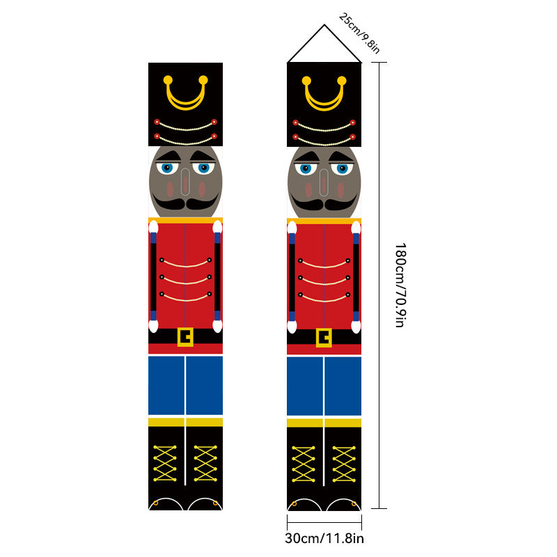 2026New Year Christmas Couplets Santa Claus Soldier Outdoor Decoration Door Curtain Hanging Flag Outdoor European and American