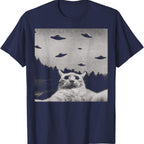 ThreadWeird Alien Cat UFO T-Shirt Classic Fit Round Neck