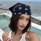 Same Style as Stars2025New Paisley Small Cashew Deformed Insect Satin70Silk Scarf Scarf Headscarf Fashion Design Small Water Drop Square Scarf Decoration Matching Headscarf