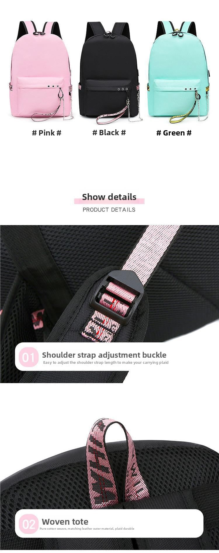 Same Style as Stars Billie Backpack Star l Empty USB Rechargeable Travel Backpack Student School Bag