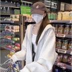 Early Autumn Women's Sweatshirt Jacket2025Spring and Autumn New Style Hooded Loose Casual Cardigan Thin Sports Fleece Top