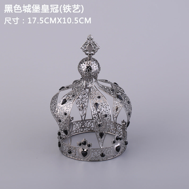 Celebrity Style Decorations Baking silver Black gold Castle Crown Birthday Cake Baking Decoration Accessories Ornaments Gift Blind Box
