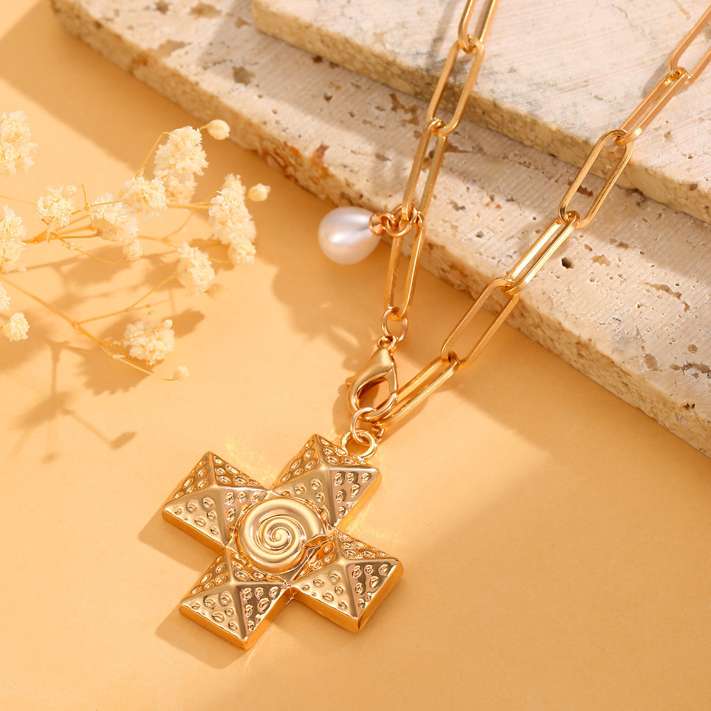 Celebrity Style Decorative Chain Jewelry Personalized Cross Alloy Pendant Necklace  Minimalist Style Clip Simple Internet Celebrity Collarbone Chain for Women