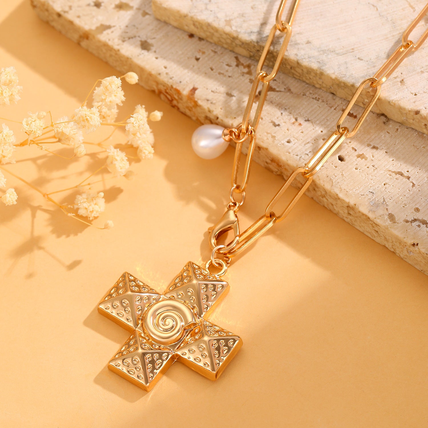 Celebrity Style Decorative Chain Jewelry Personalized Cross Alloy Pendant Necklace  Minimalist Style Clip Simple Internet Celebrity Collarbone Chain for Women