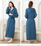 Autumn Winter Long Hooded Bathrobe Hotel Men Women Bathrobe Pajamas Homewear Long Sleeve Cross-Border Amazon One Piece Dropshipping