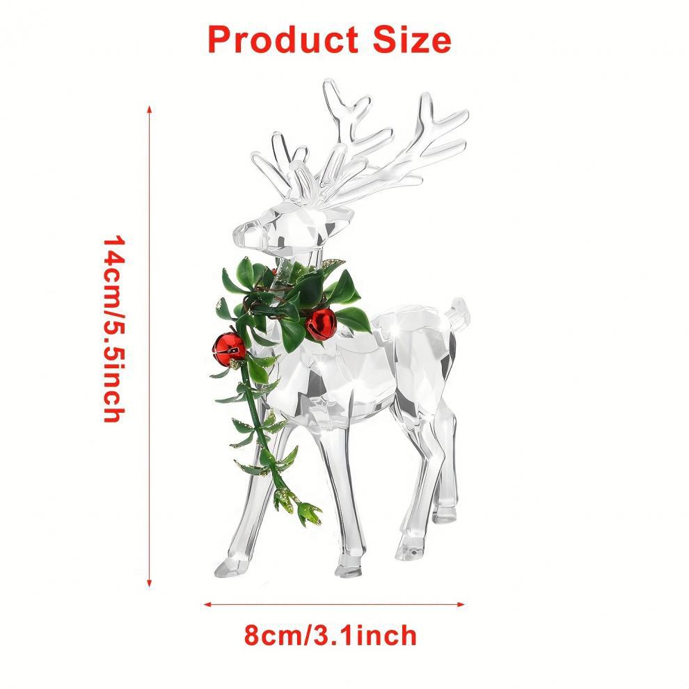2026Style B1709 Acrylic Christmas Reindeer Ornament with Red Bell